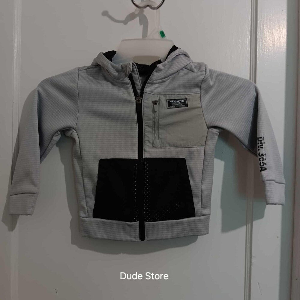 Athletic Works Gray Hooded Fleece Jacket -  Size 4T - Gray & Black - 3 Pockets